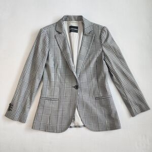 Emporio Armani Size 42 Womens Grey Black White Glen Checkered Blazer